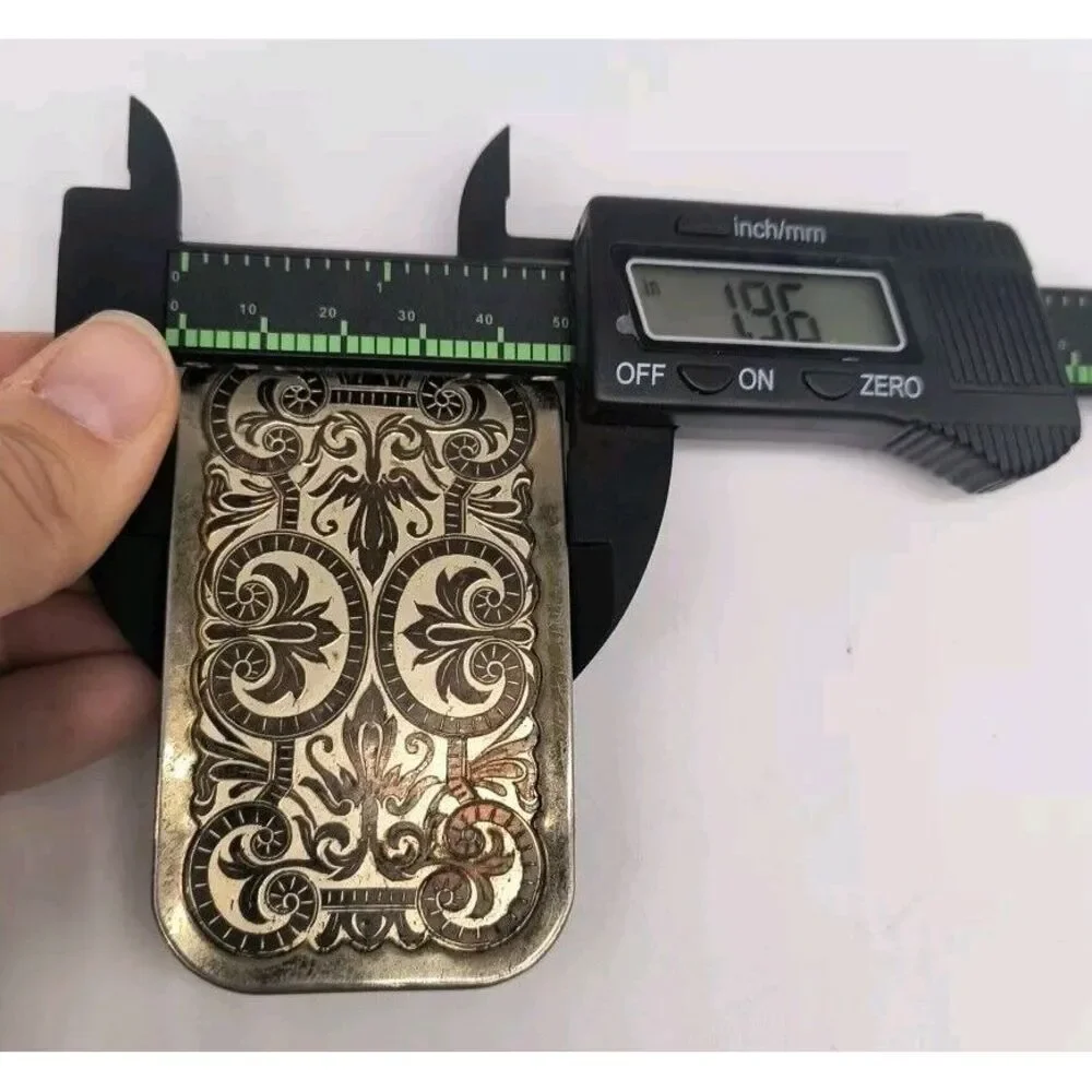 Vintage Nickel Plated Metal Western Cowboy Belt Buckle Rectangular